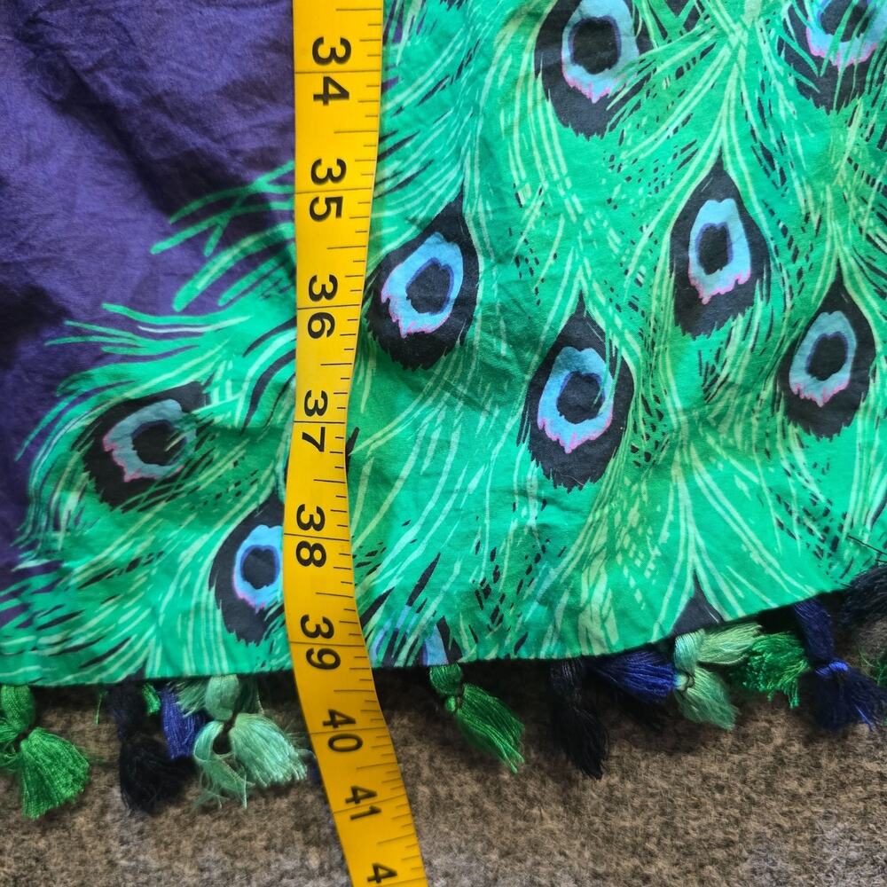 Kate Spade Dress Womens Size 6 Blue Green Peacock Tassels A Line Boho Casual - Picture 7 of 11